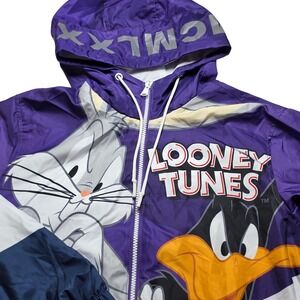 Members Only Mens Looney Tunes Windbreaker Small Purple Bugs Bunny Daffy Taz